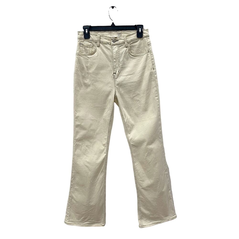 Current/Elliott Size 28 Bentonite Cream Colored High Rise Flare Jeans 29” Inseam